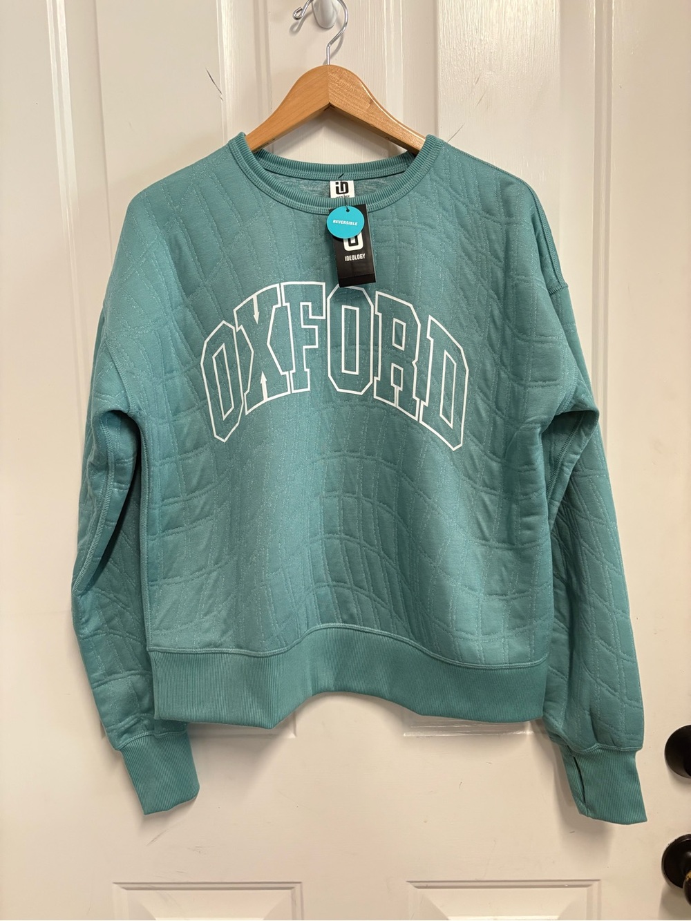 ID Ideology Ole Miss Oxford Quilted Reversible Crewneck Sweater in Desert Teal